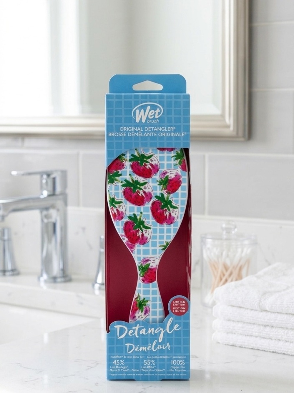 Wet Detangler Brush - Pink Strawberry Print